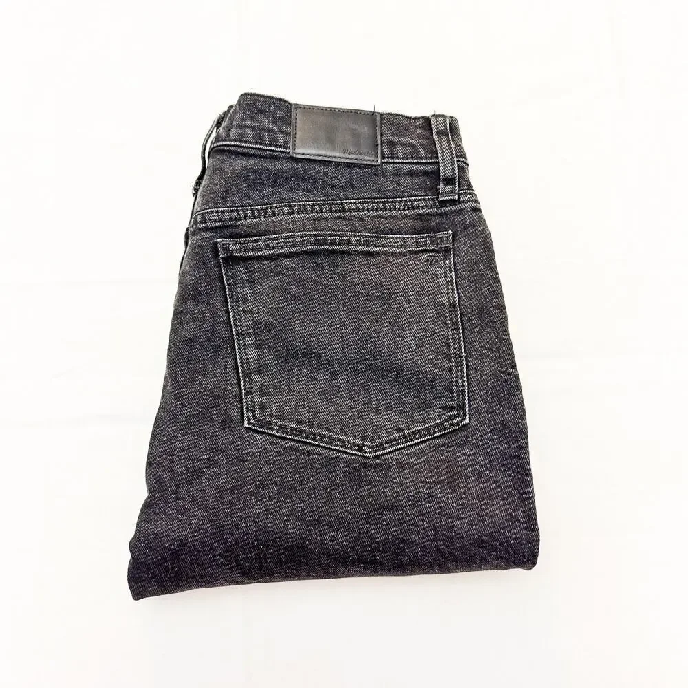 Madewell Tomboy Straight Charcoal Black Raw Hem Zip Fly Denim Jeans Size 28